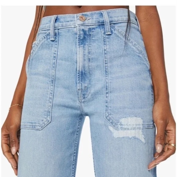 MOTHER The Patch Rambler Ankle Chew Relaxed Fit Wide Leg Jeans - Picture 5 of 16